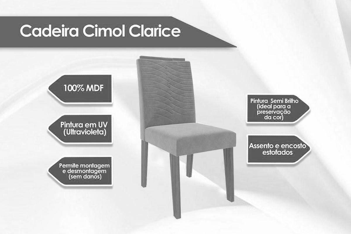 Sala Jantar Mesa Dani Madeira Maciça c/ Tampo Madeirado c/ Vidro 109cm e 4 Cadeiras Clarice - Cimol