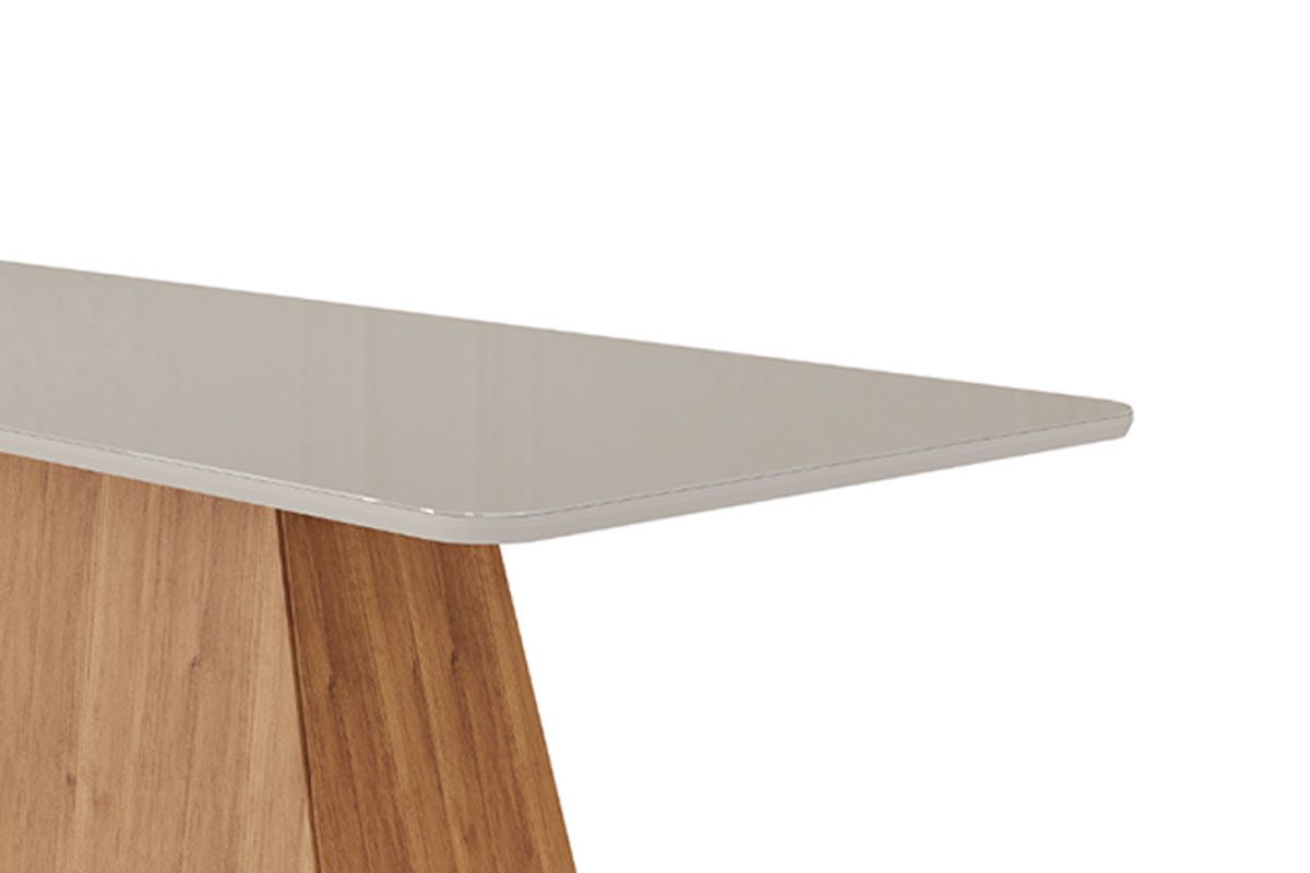 Sala Jantar Mesa Helena c/ Tampo Madeirado c/ Vidro 210x100 cm e 6 Cadeiras Laura - Cimol
