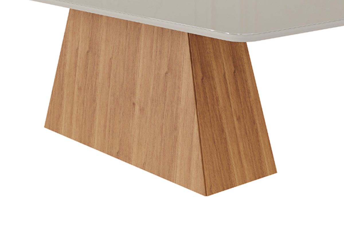 Sala Jantar Mesa Helena c/ Tampo Madeirado c/ Vidro 210x100 cm e 6 Cadeiras Laura - Cimol