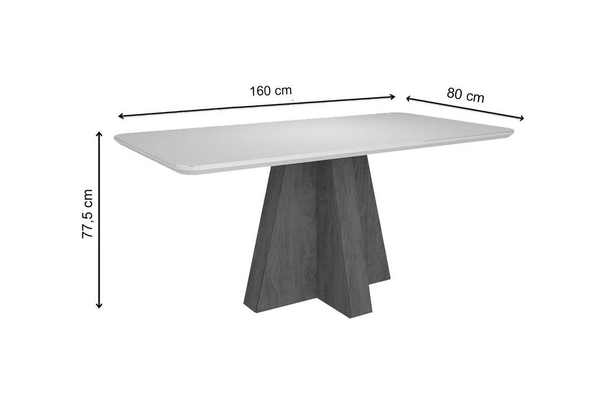 Sala Jantar Mesa Maitê Tampo Madeirado c/ Vidro Canto Curvo 160X80cm e 6 Cadeiras Nicole - Cimol