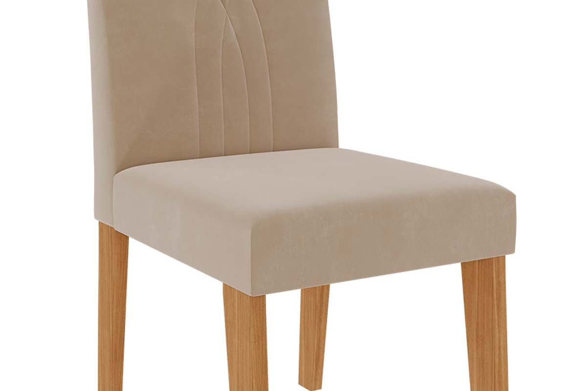Sala Jantar Mesa Maitê Tampo Madeirado c/ Vidro Canto Curvo 160X80cm e 6 Cadeiras Nicole - Cimol