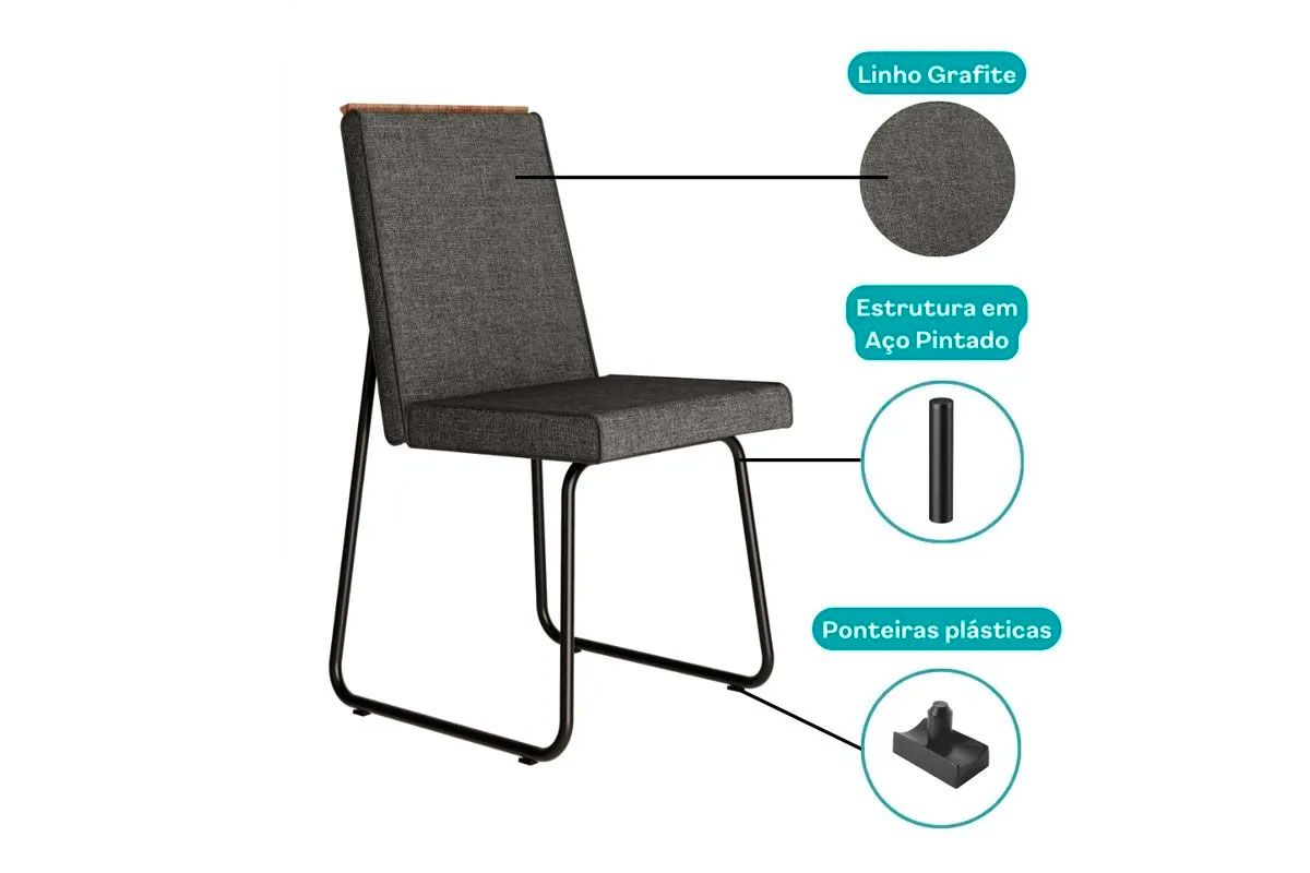 Cadeira Jantar Lira 1752 Aço Kit 2 Uni Carraro