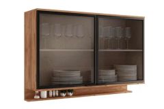 Armário Aéreo Cozinha Carraro Alpha 2500 c/2 Portas c/Vidro 120cm - Freijo