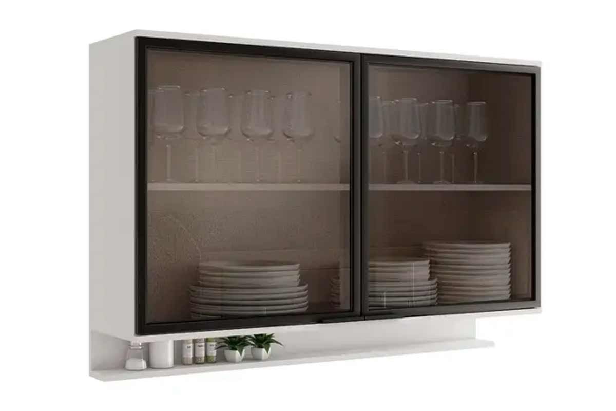 Armário Aéreo Cozinha Carraro Alpha 2500 c/2 Portas c/Vidro 120cmBranco Armário Aéreo Cozinha Carraro Alpha 2500 c/2 Portas c/Vidro 120cmBranco