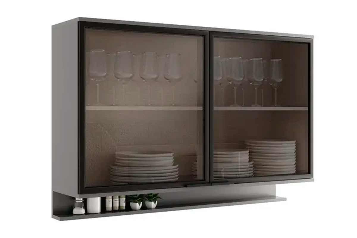 Armário Aéreo Cozinha Carraro Alpha 2500 c/2 Portas c/Vidro 120cm Armário Aéreo Cozinha Carraro Alpha 2500 c/2 Portas c/Vidro 120cm