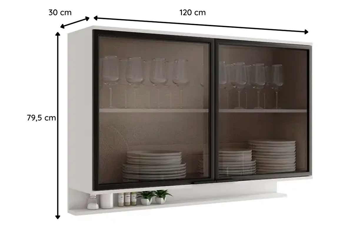 Armário Aéreo Cozinha Carraro Alpha 2500 c/2 Portas c/Vidro 120cm Armário Aéreo Cozinha Carraro Alpha 2500 c/2 Portas c/Vidro 120cm