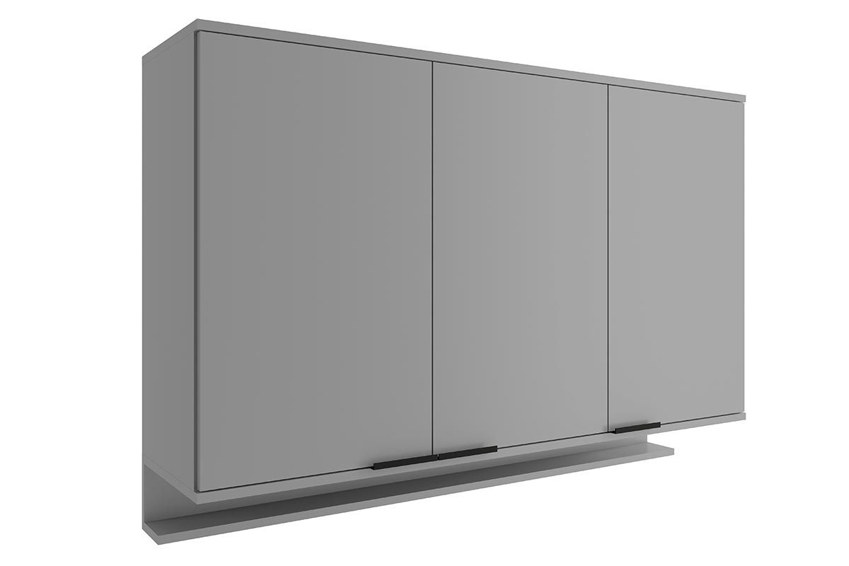 Armário Aéreo Cozinha Carraro Alpha 2501 c/3 Portas 120cmCinza