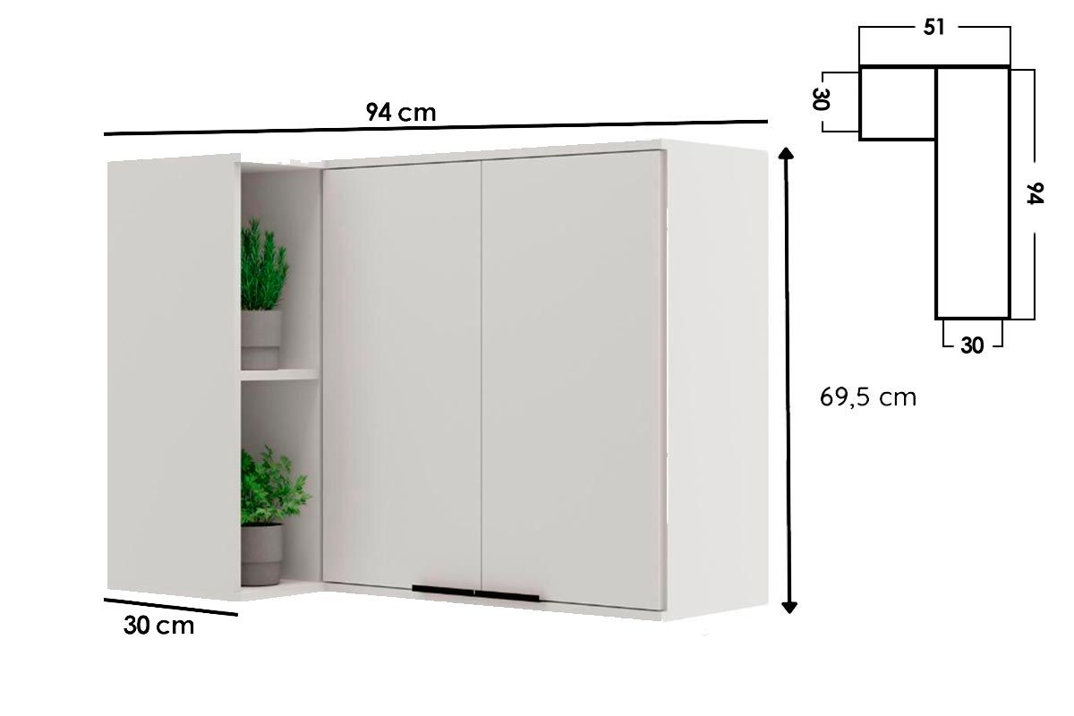 Armário Aéreo Cozinha Carraro Alpha 2505 Canto Reto c/2 Portas 94cm Armário Aéreo Cozinha Carraro Alpha 2505 Canto Reto c/2 Portas 94cm