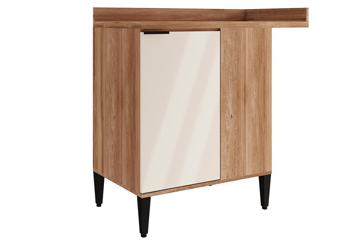 Balcão Cozinha Carraro Alpha 2508 Canto Reto c/1 Porta c/Tampo 94cmFreijo/Off White