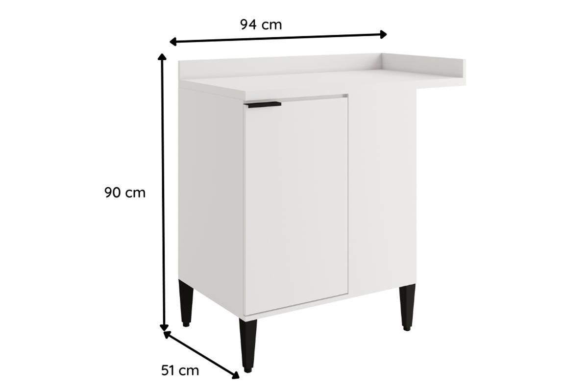 Balcão Cozinha Carraro Alpha 2508 Canto Reto c/1 Porta c/Tampo 94cm