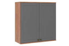 Armário Aéreo Cozinha Carraro Bella 2602 c/2 Portas 80cm - Nogal/Cinza