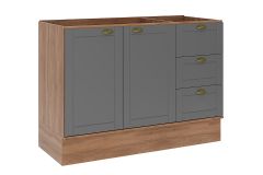 Balcão Cozinha Carraro Bella 2608 2 Portas e 3 Gavetas s/ Tampo 120cm