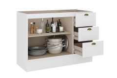 Balcão Cozinha Carraro Bella 2608 2 Portas e 3 Gavetas s/ Tampo 120cm - Branco