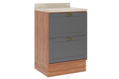 Balcão Cozinha Carraro c/Tampo Bella 2610 c/2 Gavetas 60cm