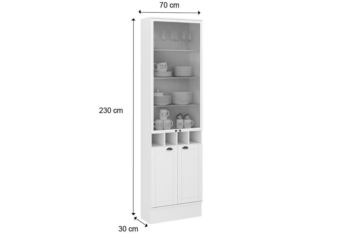 Cristaleira Cozinha Carraro Bella 2615 c/4 Portas c/Vidro 70cm