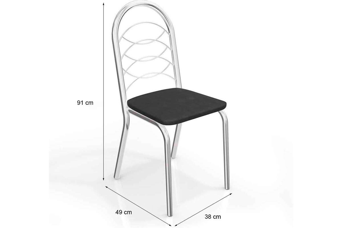 Sala Jantar Mesa Volga c/ Tampo de Vidro 95cm e 4 Cadeiras Holanda - Kappesberg