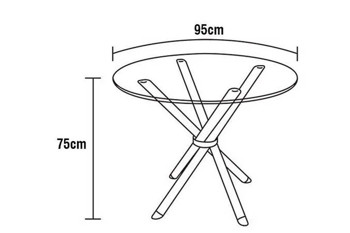 Sala Jantar Mesa Volga c/ Tampo de Vidro 95cm e 4 Cadeiras Portugal - Kappesberg