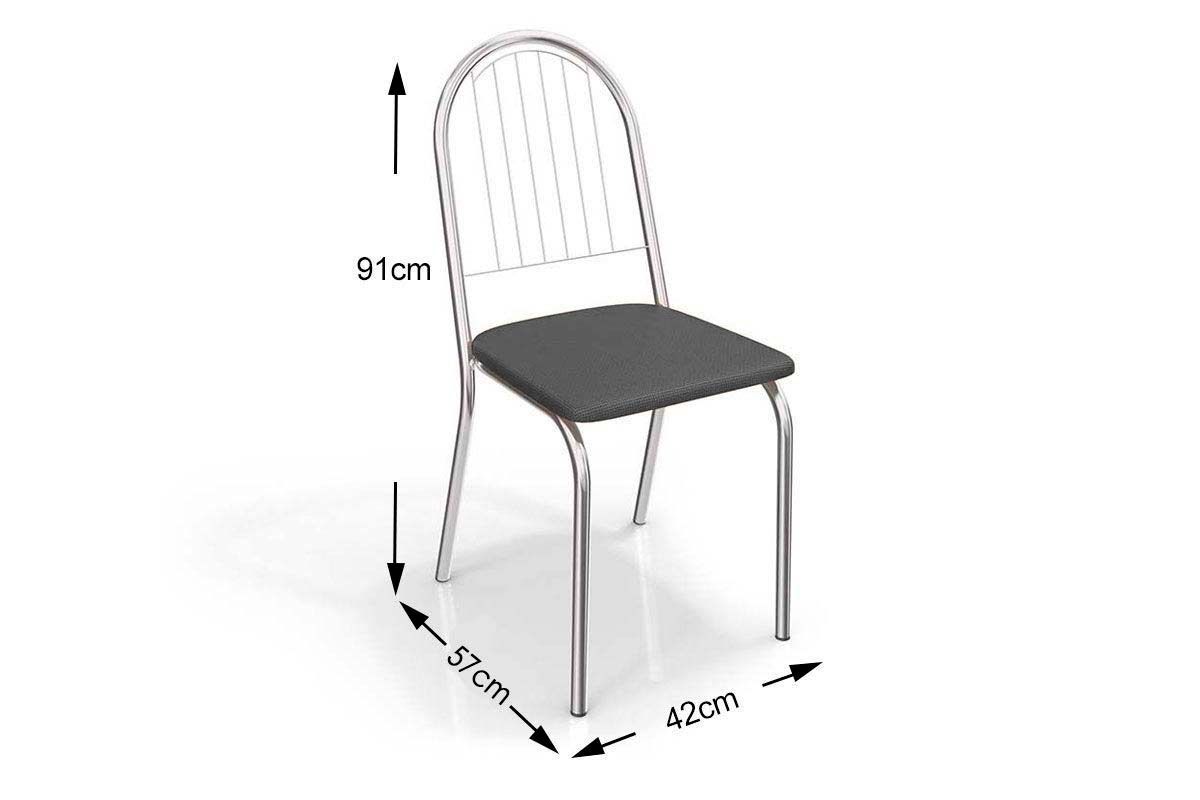 Sala Jantar Mesa Volga c/ Tampo de Vidro 95x95cm e 4 Cadeiras Noruega - Kappesberg