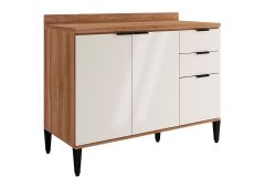 Balcão Cozinha Carraro Alpha 2506 3 Portas e 2 Gavetas c/Tampo 120cm - Freijo/Off White