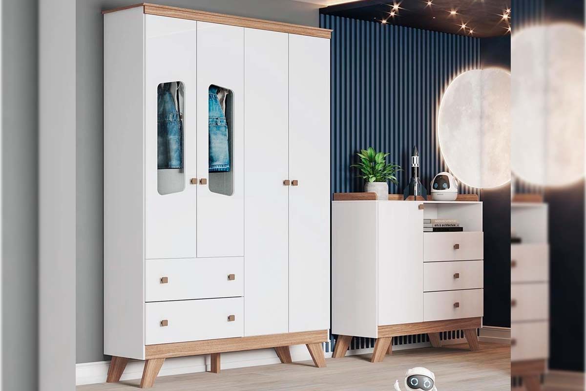 Quarto Infantil Completo Confete 2 Peças (1 Guarda Roupa + 1 Cômoda) QI66 Henn