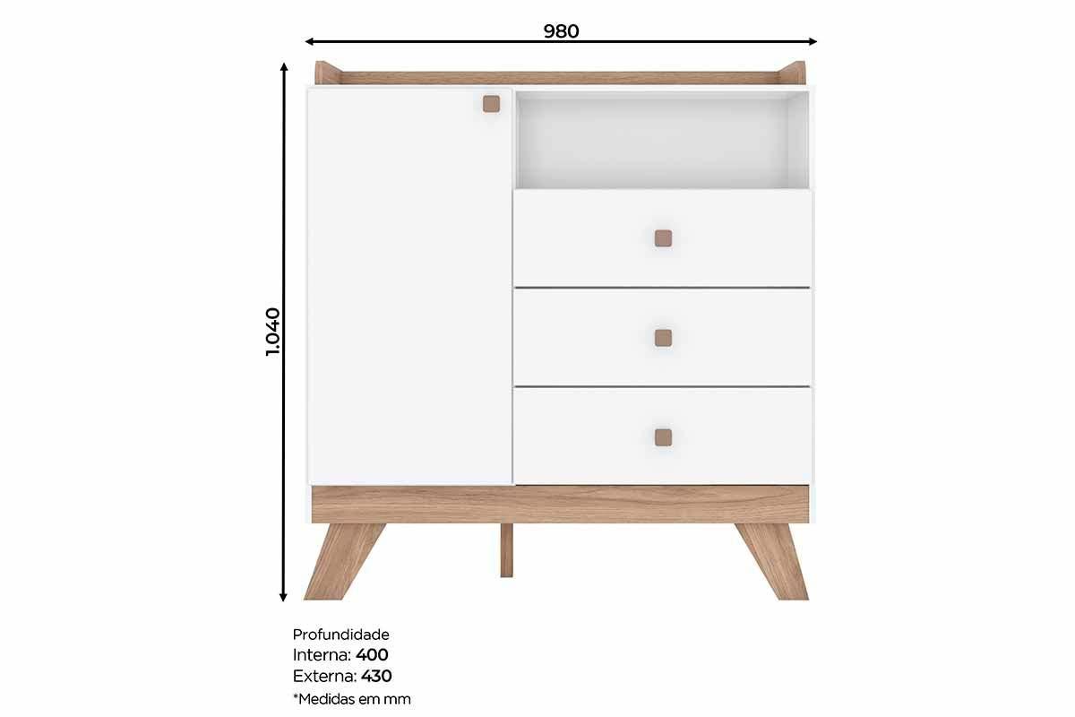 Quarto Infantil Completo Confete 2 Peças (1 Cômoda + 1 Berço) QI65 Henn