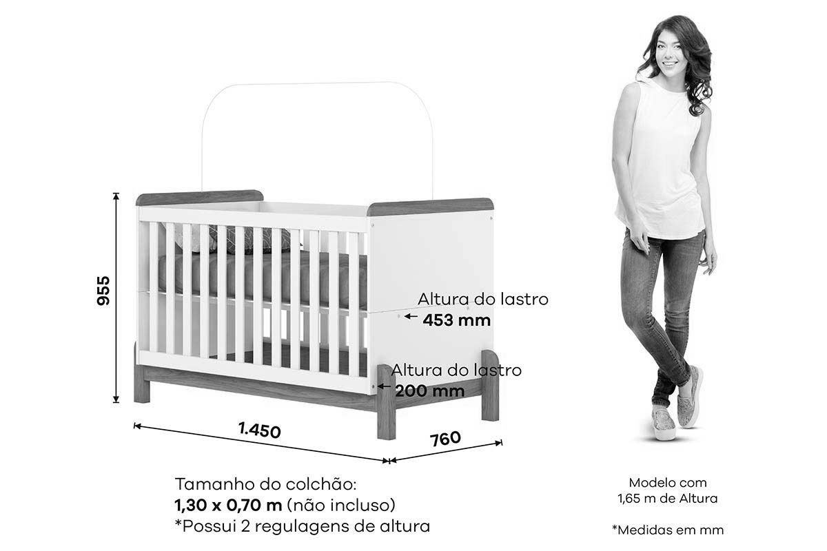 Quarto Infantil Completo Ternura 2 Peças (1 Guarda Roupa + 1 Berço) QI91 Henn