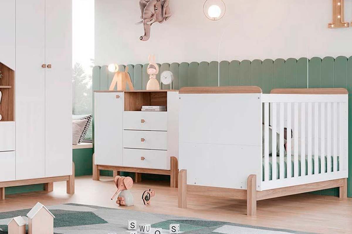 Quarto Infantil Completo Ternura 2 Peças (1 Cômoda + 1 Berço) QI92 - Henn