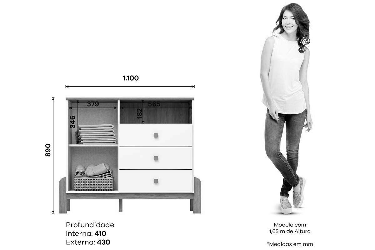 Quarto Infantil Completo Ternura 2 Peças (1 Cômoda + 1 Berço) QI92 - Henn