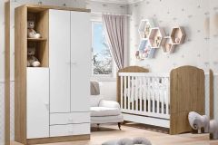 Quarto Infantil Completo Bala de Menta 2 Peças (1 Guarda Roupa + 1 Berço) QI94 Henn