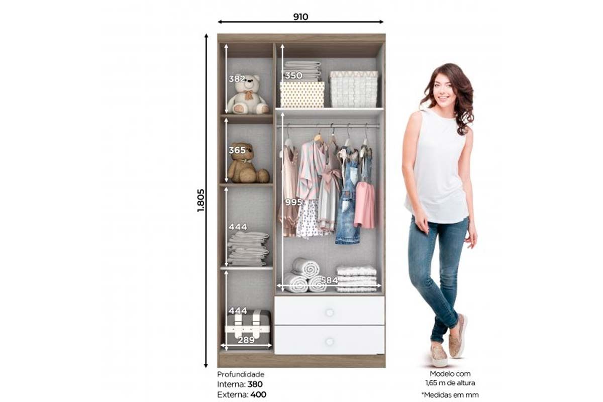 Quarto Infantil Completo Bala de Menta 2 Peças (1 Guarda Roupa + 1 Berço) QI94 Henn
