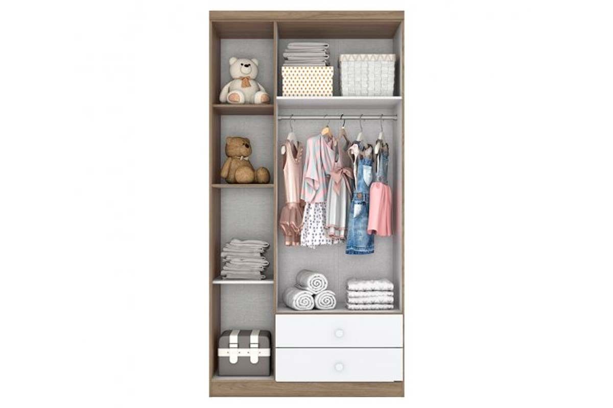 Quarto Infantil Completo Bala de Menta 2 Peças (1 Guarda Roupa + 1 Berço) QI94 Henn
