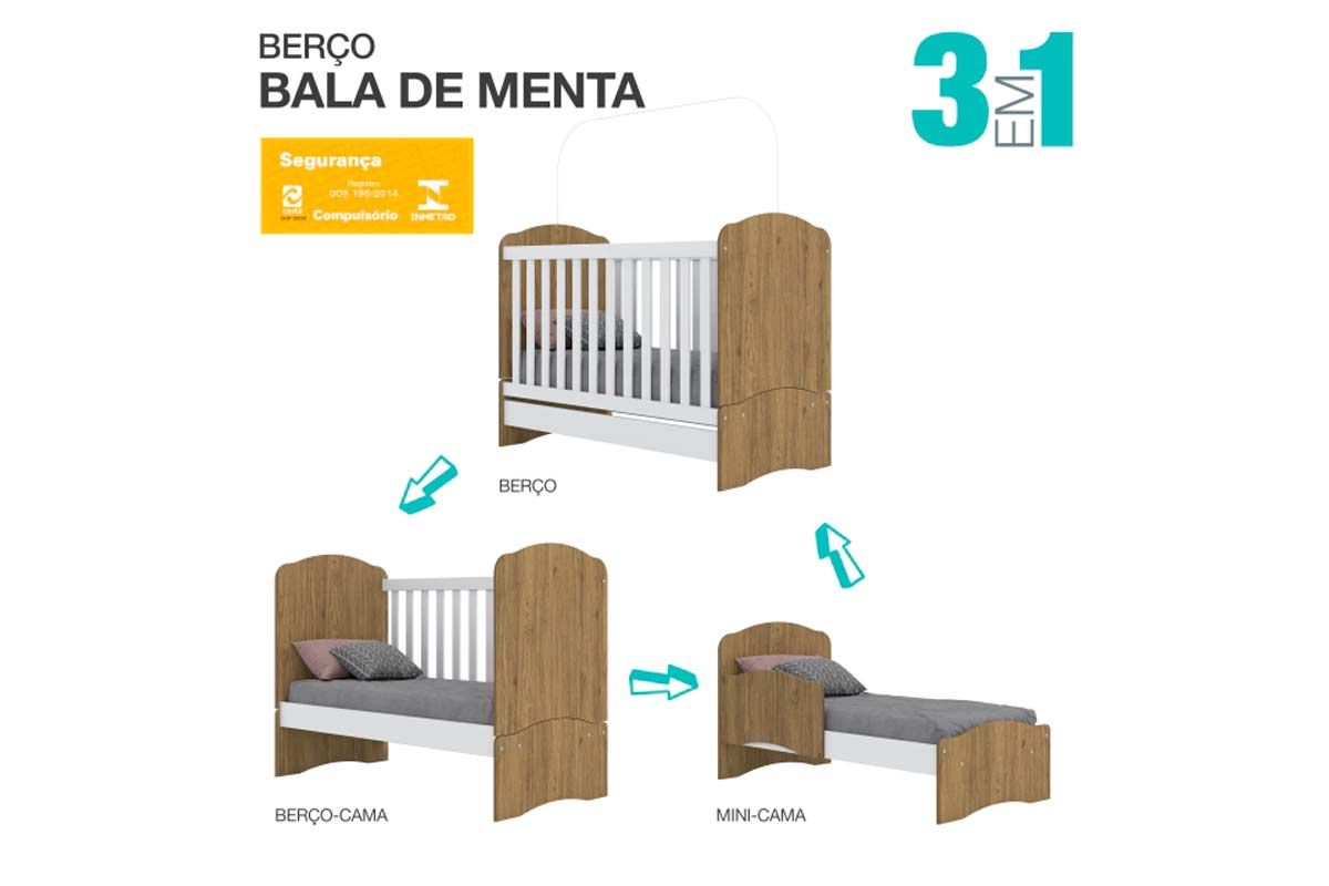 Quarto Infantil Completo Bala de Menta 2 Peças (1 Guarda Roupa + 1 Berço) QI94 Henn