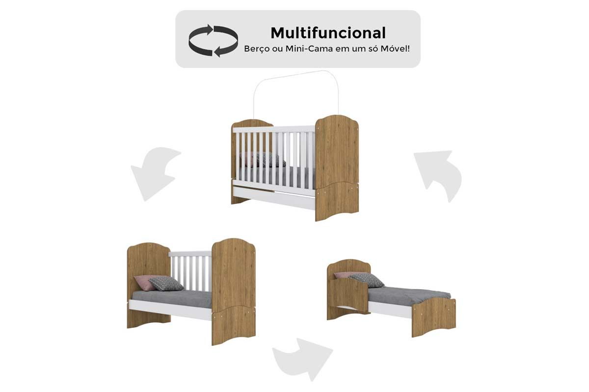 Quarto Infantil Completo Bala de Menta 2 Peças (1 Guarda Roupa + 1 Berço) QI94 Henn