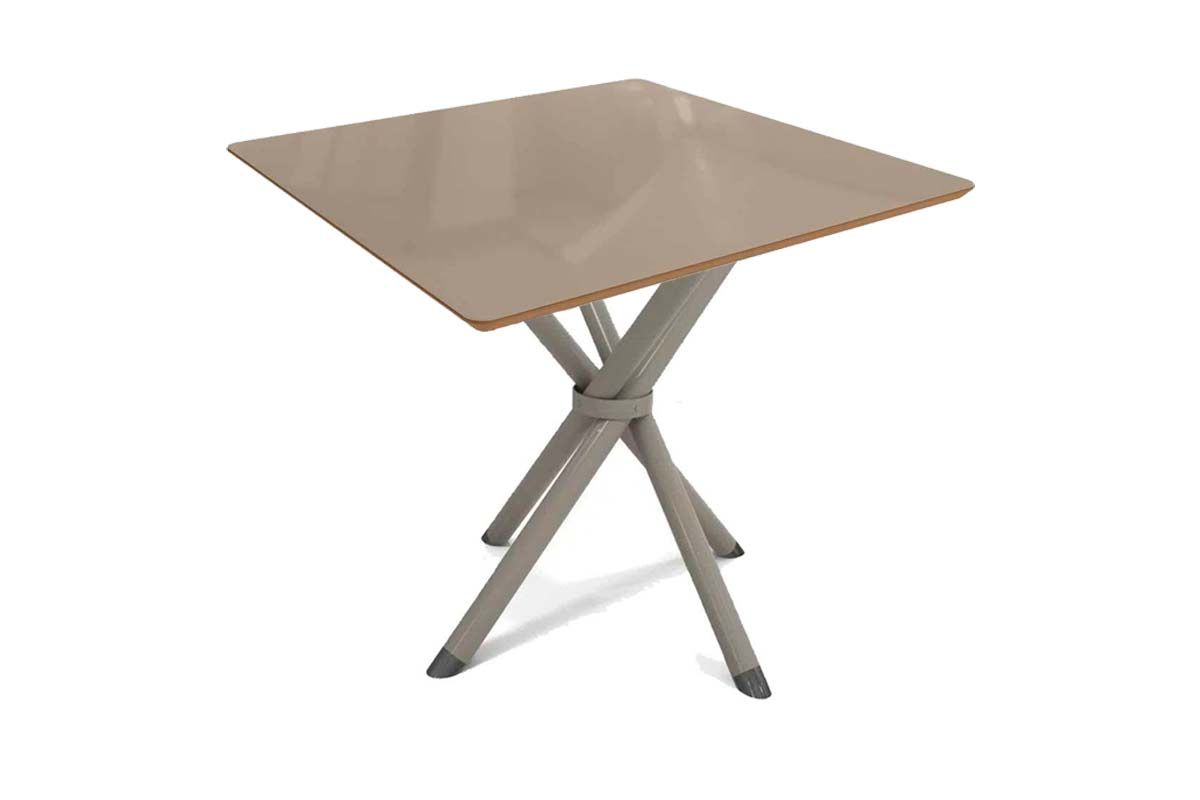 Sala de Jantar Completa Volga Tampo Madeirado c/ Vidro 95x95cm e 4 Cadeiras Lisboa - Kappesberg