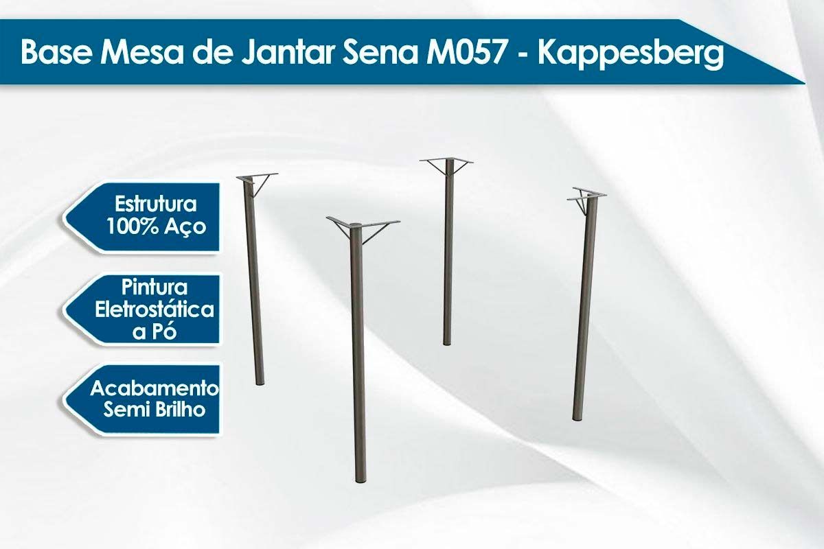 Sala de Jantar Completa Sena Tampo Madeirado 90x90cm e 4 Cadeiras Lisboa - Kappesberg