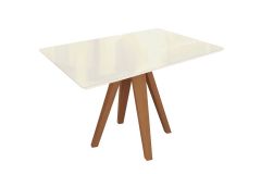Mesa Jantar Duna Madeira Maciça c/ Tampo Madeirado c/ Vidro 120x80cm Kappesberg