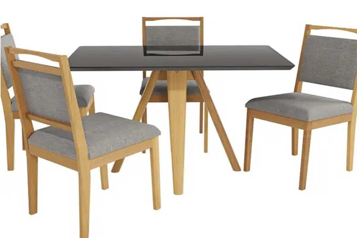 Mesa Jantar Duna Madeira Maciça c/ Tampo Madeirado c/ Vidro 120x80cm Kappesberg