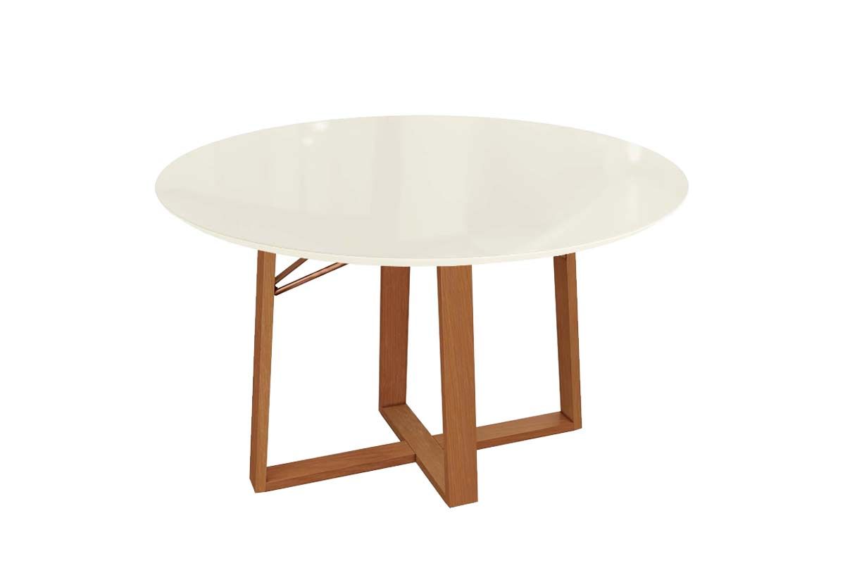 Mesa Jantar Elma Madeira Maciça c/ Tampo Madeirado c/ Vidro 105x105cm Kappesberg