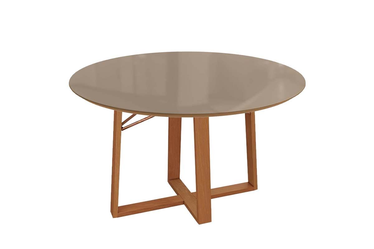 Mesa Jantar Elma Madeira Maciça c/ Tampo Madeirado c/ Vidro 105x105cm Kappesberg
