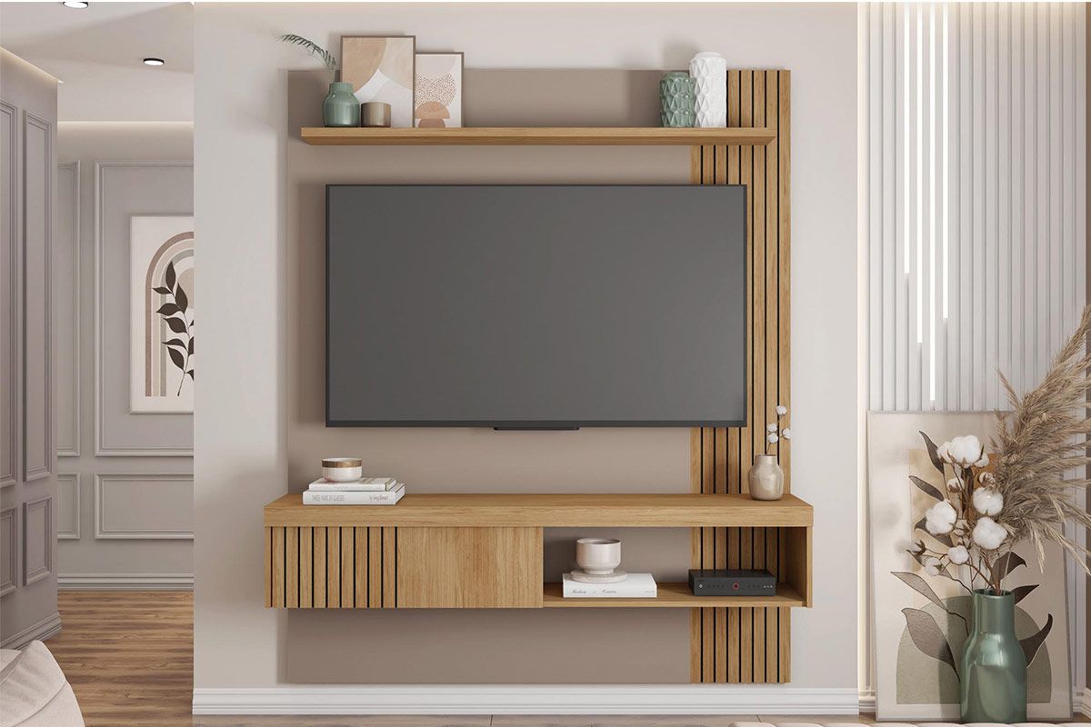 Painel Home p/ TV até 65 Pol Jade Ripada 150x183cm CaemmunBuriti/Fendi