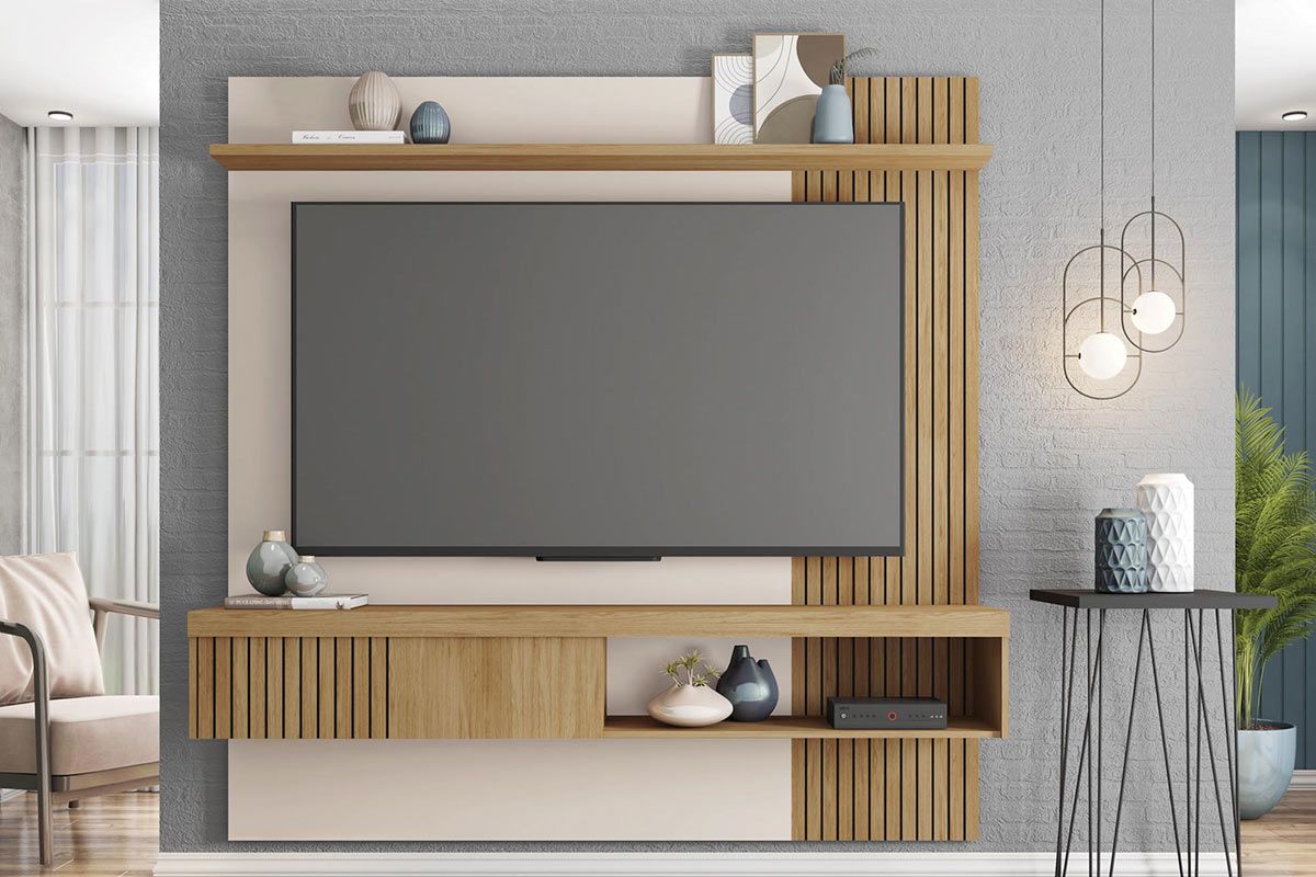Painel Home p/ TV até 65 Pol Jade Ripada 180x183cm Caemmun
