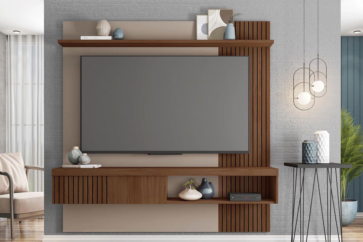 Painel Home p/ TV até 65 Pol Jade Ripada 180x183cm Caemmun