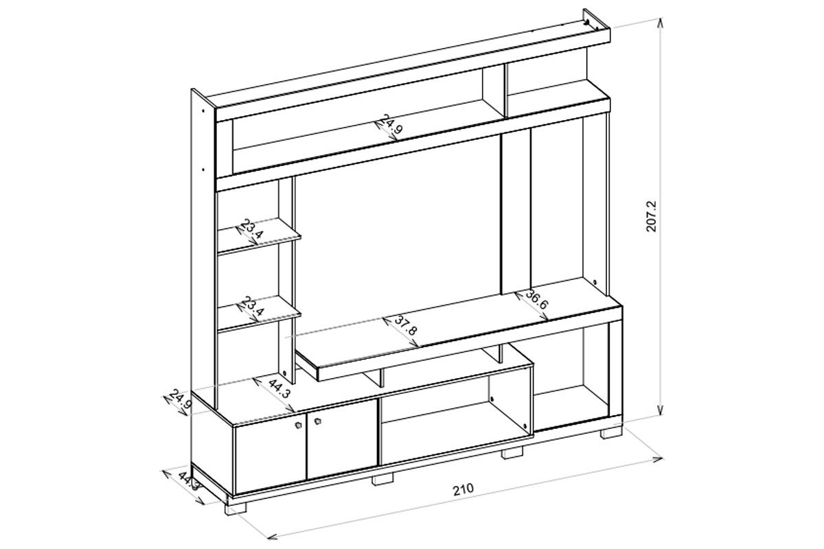 Home p/ TV até 70 Pol Formosa c/Nicho e Pés 210x207cm Caemmun Home p/ TV até 70 Pol Formosa c/Nicho e Pés 210x207cm Caemmun