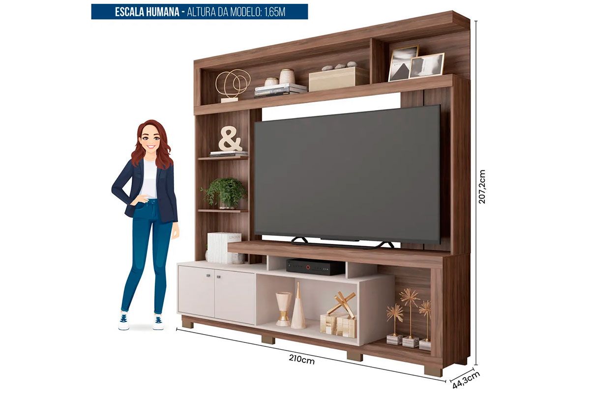 Home p/ TV até 70 Pol Formosa c/Nicho e Pés 210x207cm Caemmun Home p/ TV até 70 Pol Formosa c/Nicho e Pés 210x207cm Caemmun