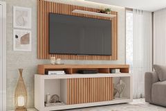 Rack Bancada c/Painel p/ TV até 60 Pol New Oscar c/Rodízios 180x174cm - Caemmun