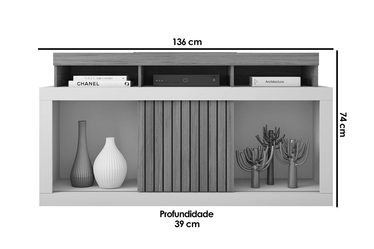 Rack Bancada p/ TV até 55 Pol Dragon c/Nicho e Rodízios 136cm Caemmun Rack Bancada p/ TV até 55 Pol Dragon c/Nicho e Rodízios 136cm Caemmun