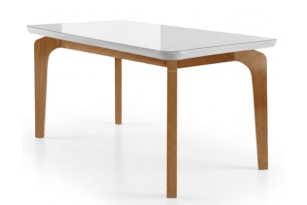 Sala Jantar Mesa Londrina Tampo Madeirado c/ Vidro Curvo 120x80cm e 4 Cadeiras Londrina - Rufato