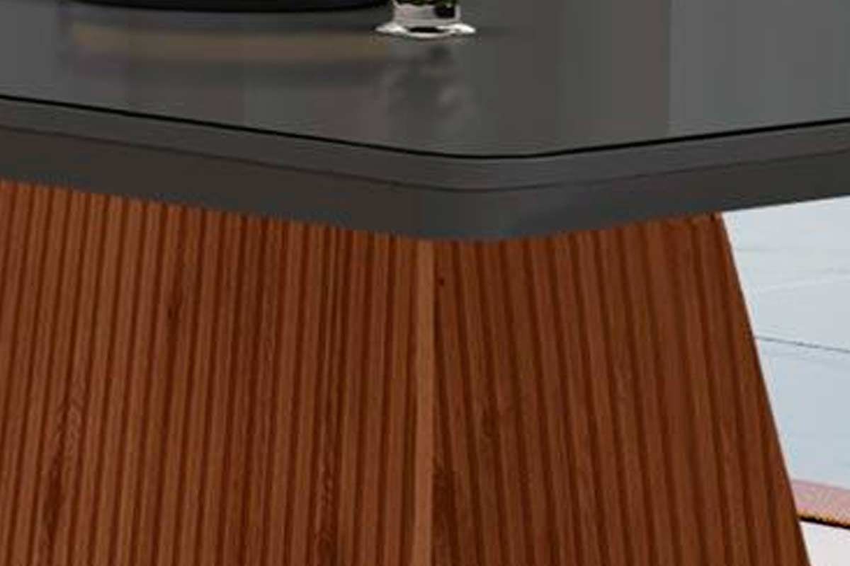 Sala de Jantar Completa Luna Tampo Madeirado c/ Vidro Canto Reto 120x80 e 4 Cadeiras Amsterdã - Rufato