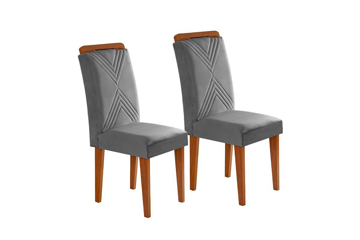 Sala de Jantar Completa Alvorada Tampo Madeirado c/ Vidro Canto Reto 180x90cm e 6 Cadeiras Amsterdã - Rufato