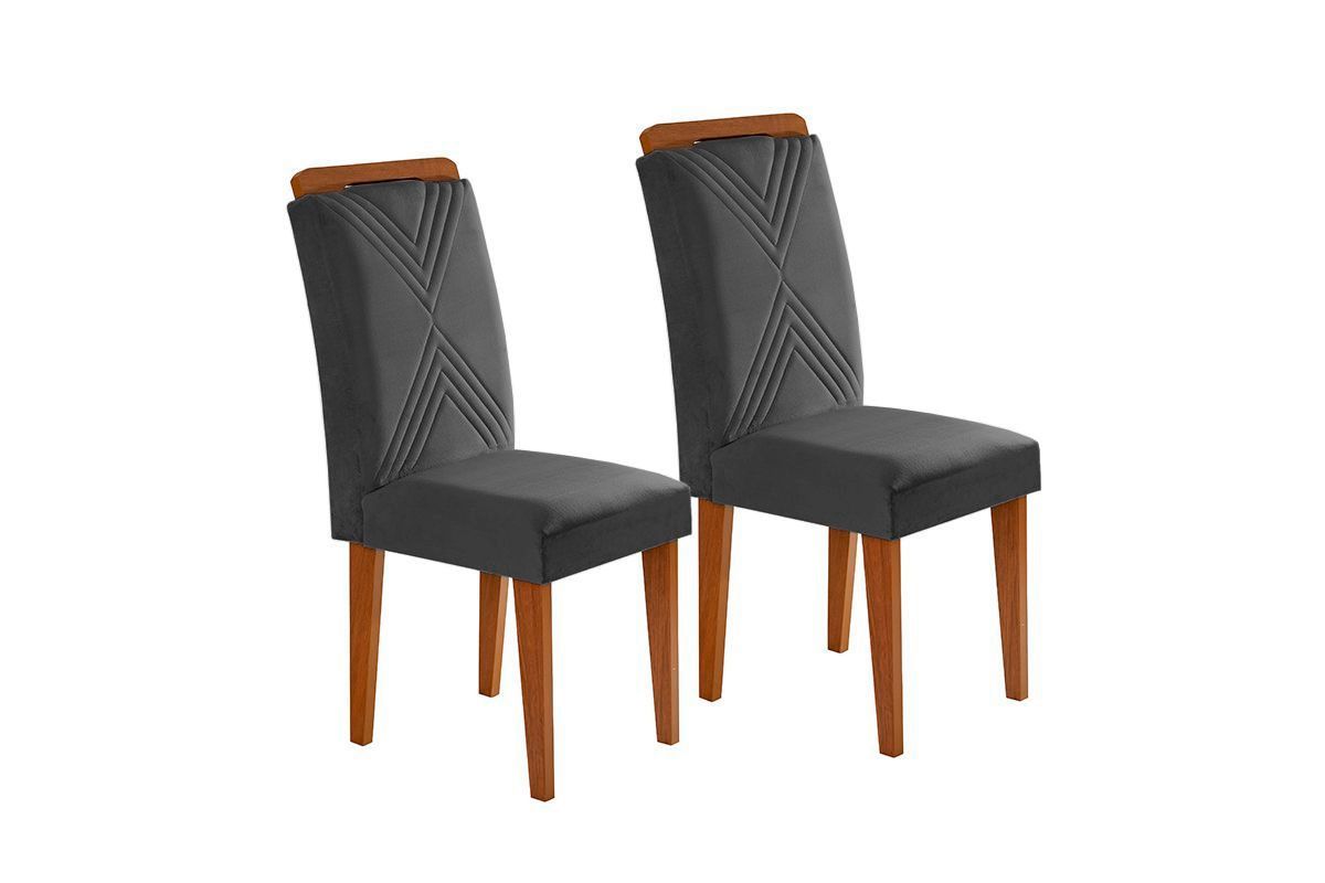 Sala de Jantar Completa Alvorada Tampo Madeirado c/ Vidro Canto Reto 180x90cm e 6 Cadeiras Amsterdã - Rufato